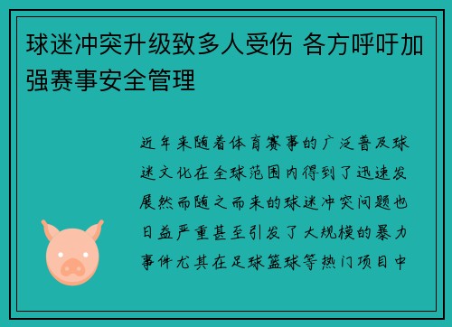 球迷冲突升级致多人受伤 各方呼吁加强赛事安全管理